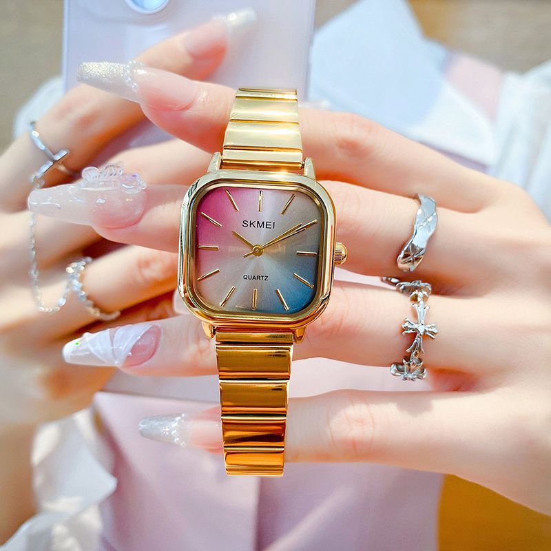 Fashion Rose Gold Stainless Steel Square Dial Watch,Ladies Watches