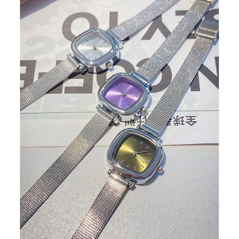 Fashion Silver With Purple Surface Stainless Steel Square Dial Watch,Ladies Watches