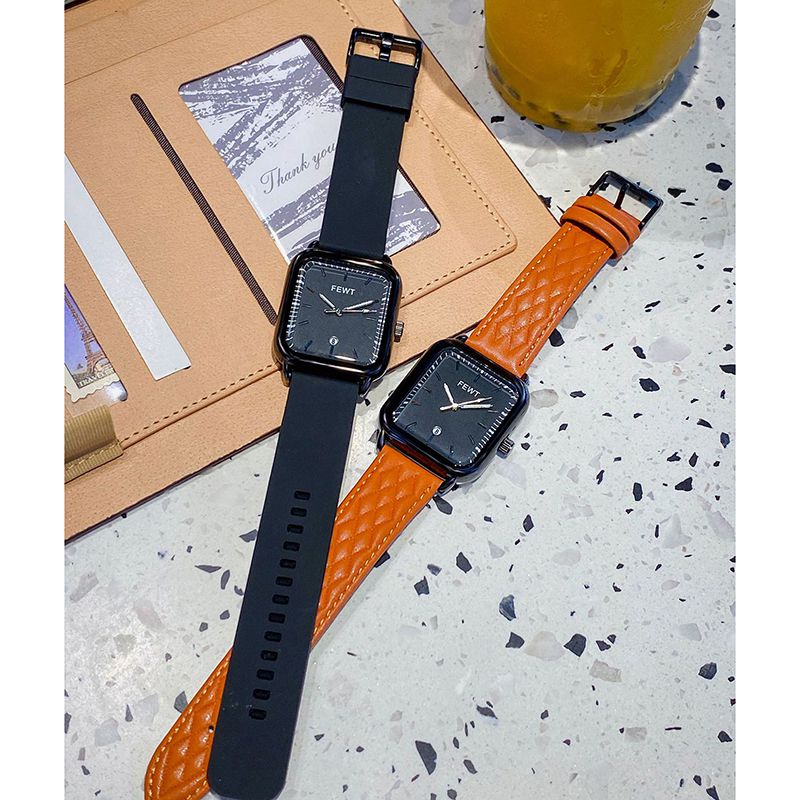 Fashion Silicone Black Belt Stainless Steel Square Dial Watch,Ladies Watches