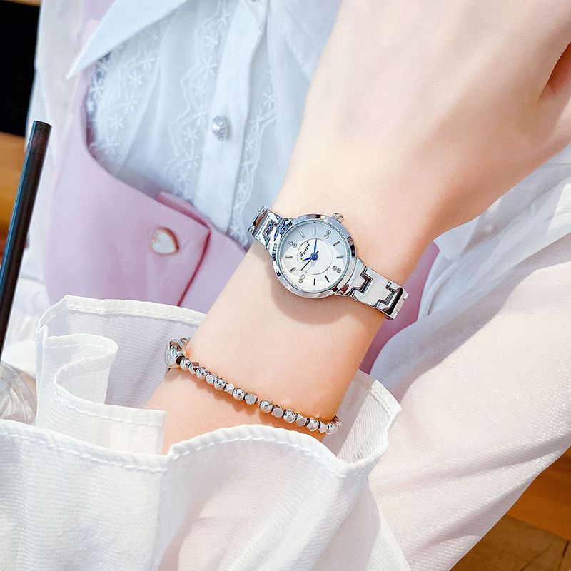 Fashion Silver With White Surface Stainless Steel Round Dial Watch,Ladies Watches