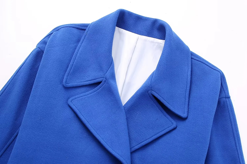Fashion Blue Short Lapel Jacket,Coat-Jacket