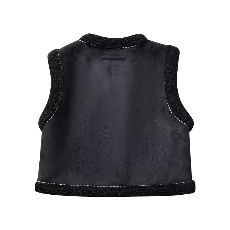Fashion Black Embroidered Reversible Vest Jacket,Coat-Jacket