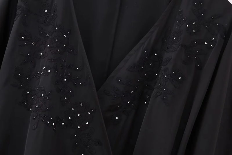 Fashion Black Fringed Embroidered Lace-up Jacket,Coat-Jacket