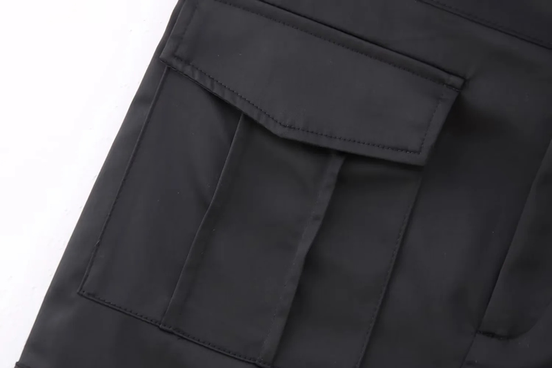 Fashion Black Silk Satin Large Pocket Irregular Skirt,Skirts