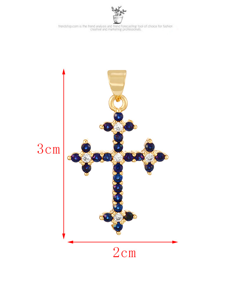 Fashion Navy Blue Copper Inlaid Zirconia Cross Pendant Accessories,Jewelry Findings & Components