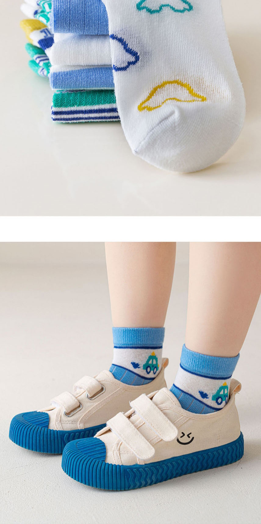 Fashion Trendy Smiling Face [5 Pairs Of Soft And Thin Cotton] Cotton Printed Breathable Mesh Kids Socks,Fashion Socks