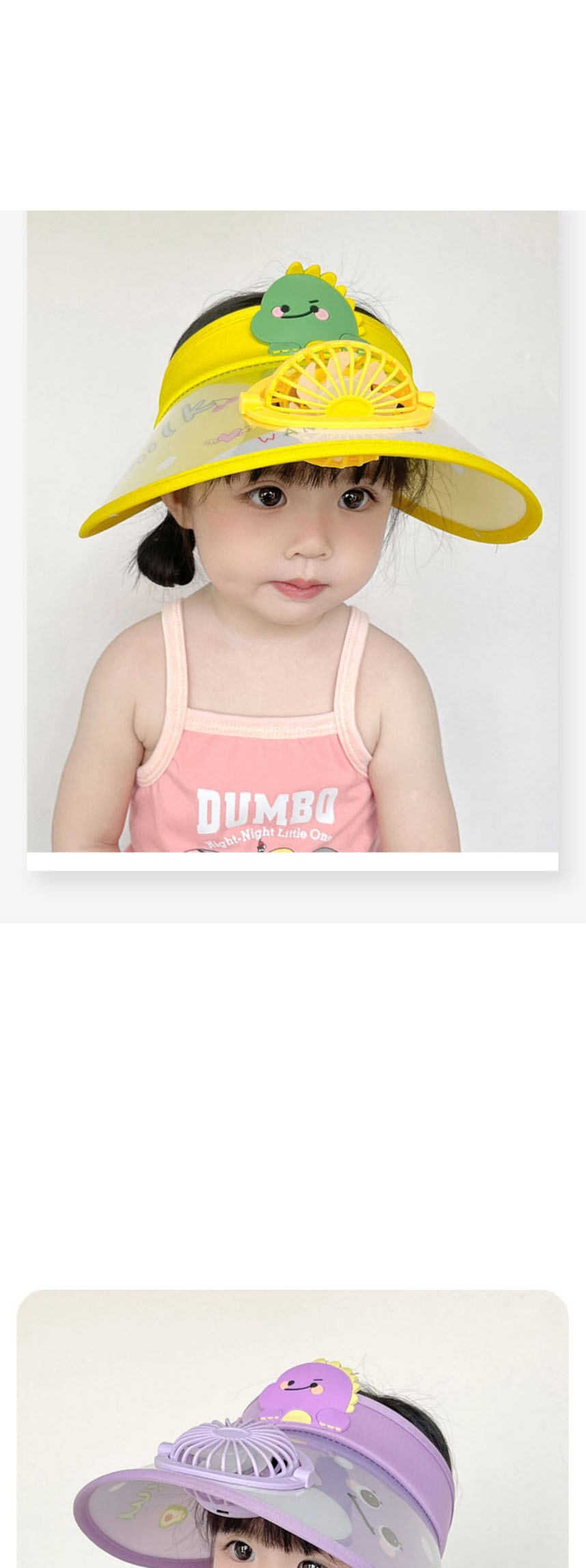 Fashion Yellow Little Frog [upgrade Fan Model] Pc Cartoon Large Brim With Fan Empty Top Sun Hat (with Electronics),Sun Hats