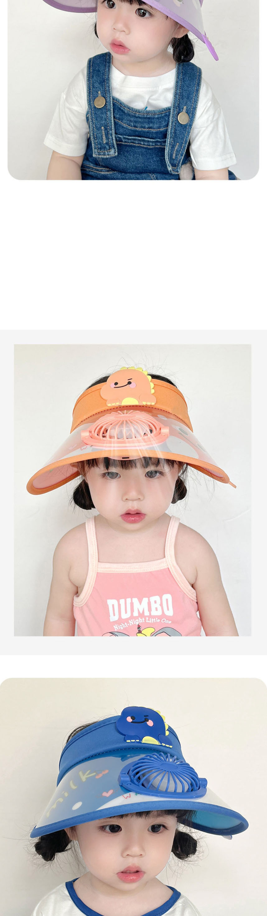 Fashion Yellow Little Frog [upgrade Fan Model] Pc Cartoon Large Brim With Fan Empty Top Sun Hat (with Electronics),Sun Hats