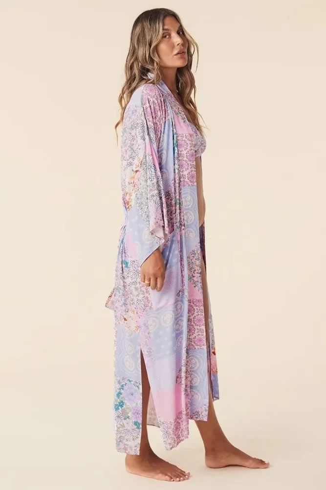 Fashion Color Cotton Printed Lace Dress,Long Dress