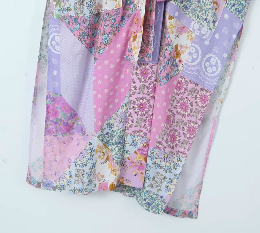 Fashion Color Cotton Printed Lace Dress,Long Dress