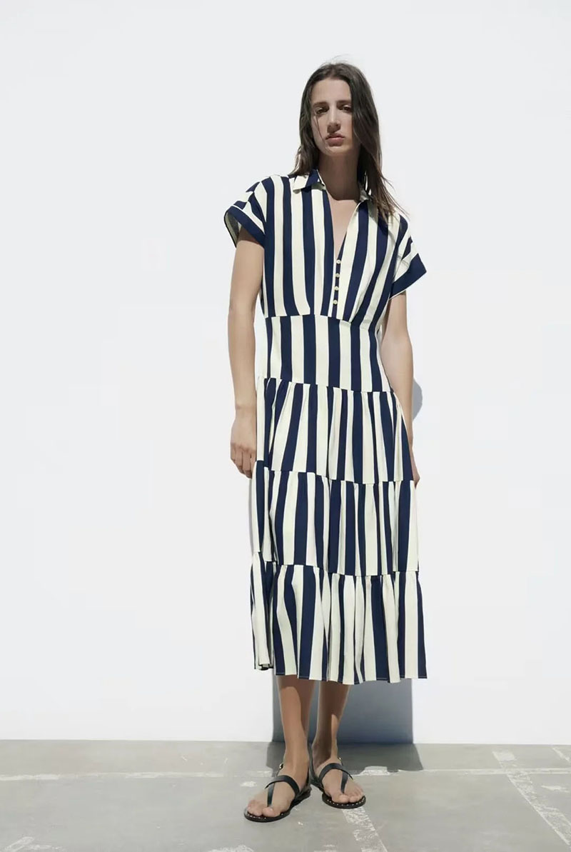 Fashion Stripe Polyester Striped Dress,Long Dress