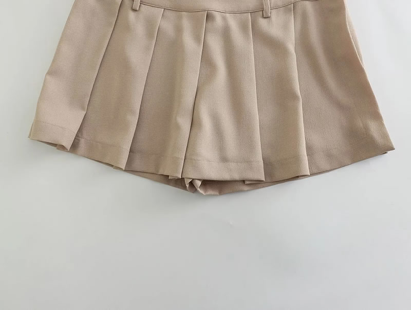 Fashion Khaki Woven Pleated Skirt,Skirts