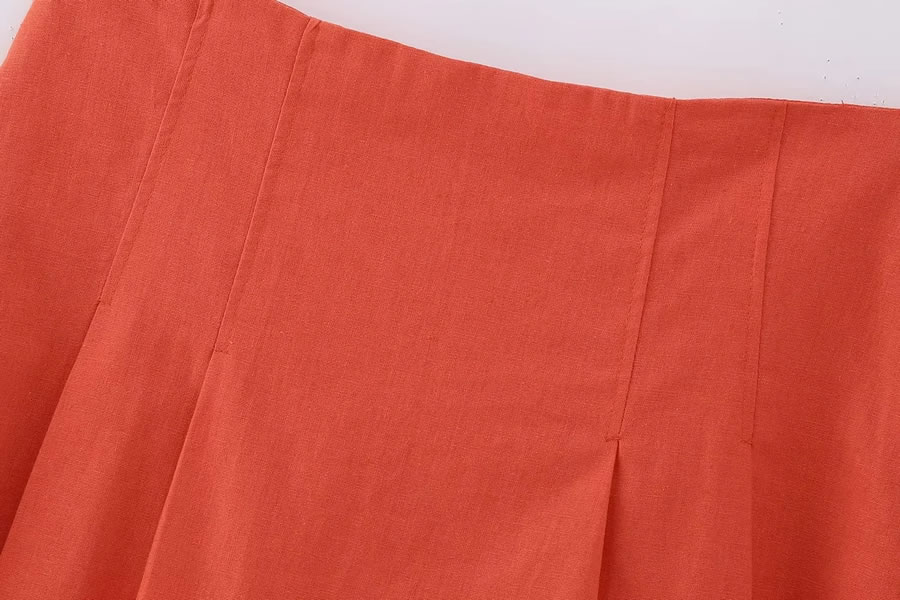 Fashion Orange Blended Wide Pleated Culottes,Shorts