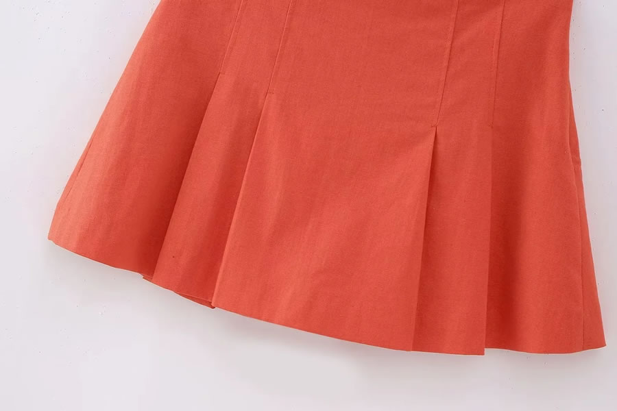 Fashion Orange Blended Wide Pleated Culottes,Shorts
