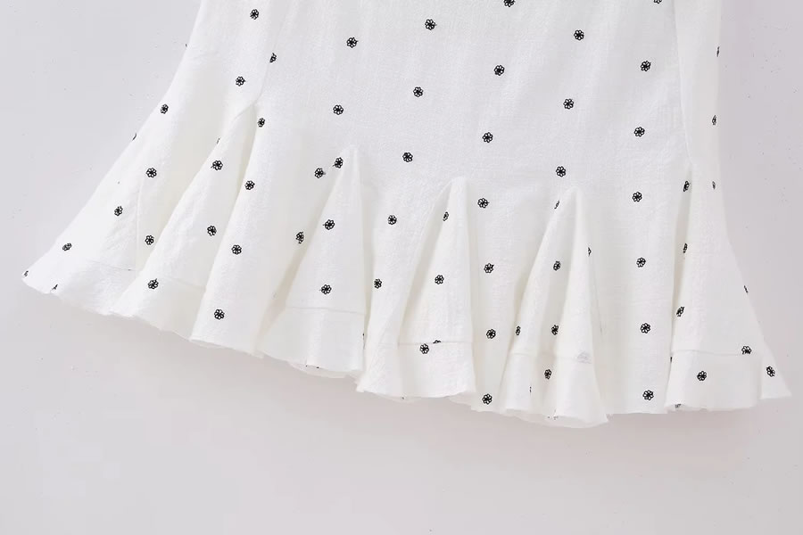 Fashion Off White Woven Polka-dot Embroidery Skirt,Skirts