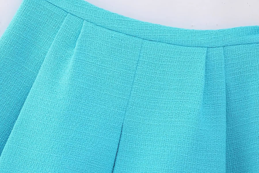 Fashion Azure Woven Textured Pleated Skirt,Skirts