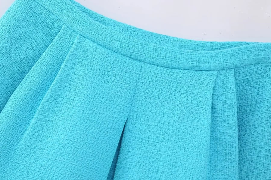 Fashion Azure Woven Textured Pleated Skirt,Skirts