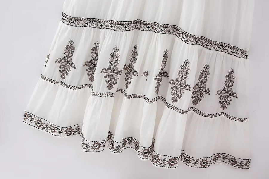 Fashion Pattern Woven Embroidered Dress,Long Dress