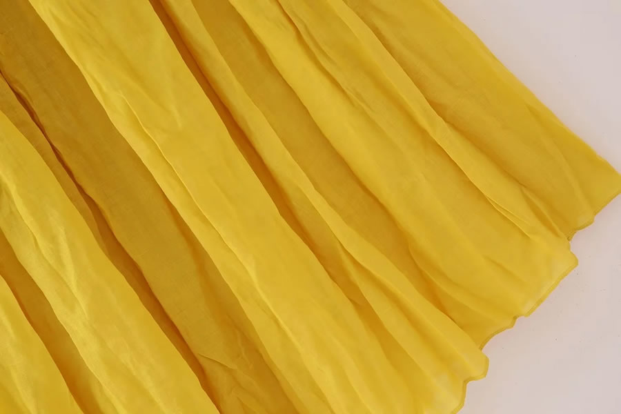 Fashion Yellow Woven Pleated Skirt,Skirts