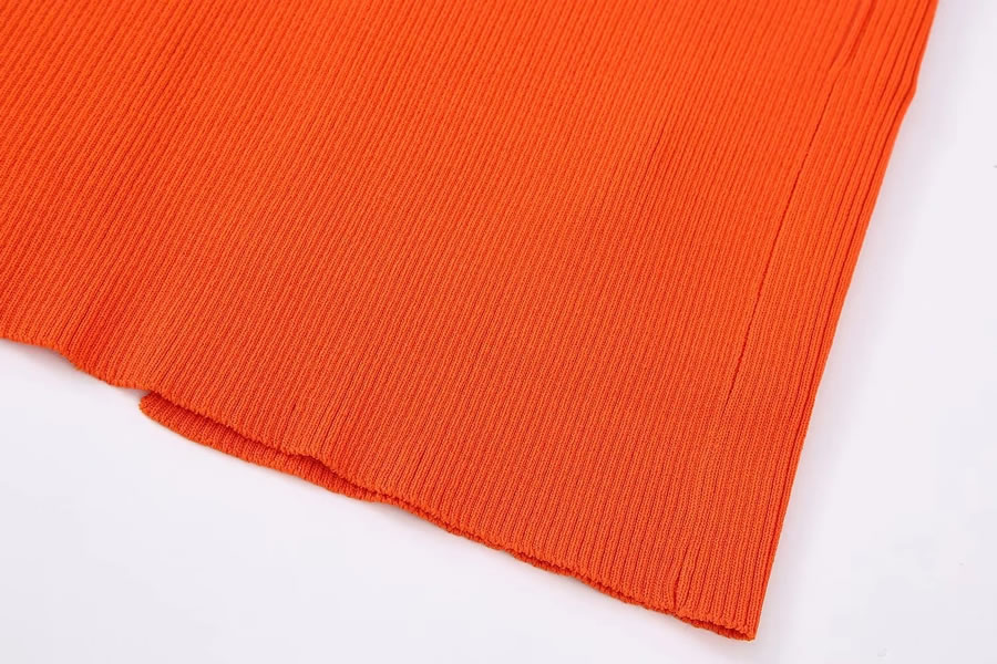 Fashion Orange Ribbed Knit Skirt,Skirts