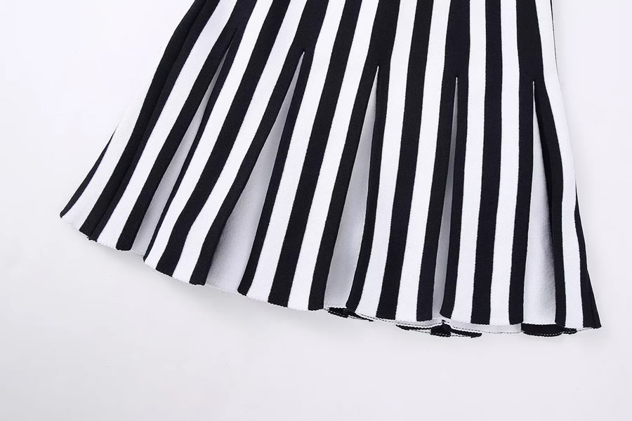 Fashion Black Stripes Striped Knitted Skirt,Skirts