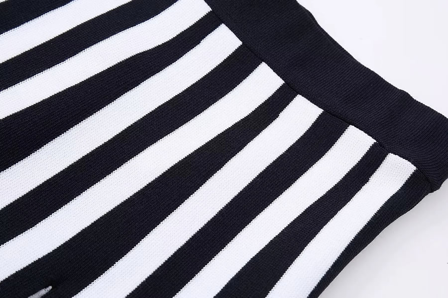 Fashion Black Stripes Striped Knitted Skirt,Skirts