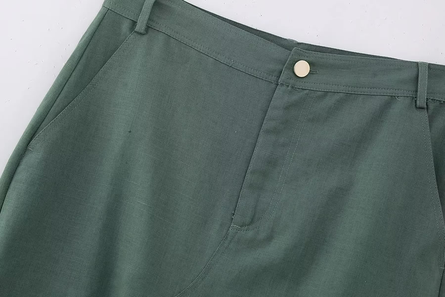 Fashion Dark Green Blended Cargo Slit Skirt,Skirts