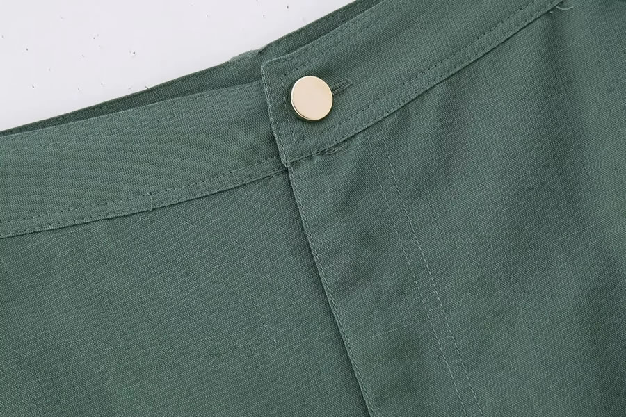 Fashion Dark Green Blended Cargo Slit Skirt,Skirts