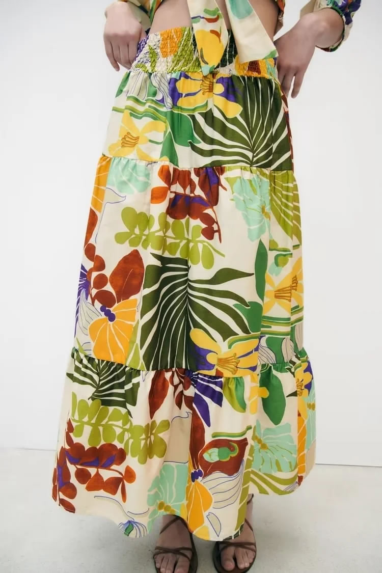 Fashion Color Woven Printed Skirt,Skirts