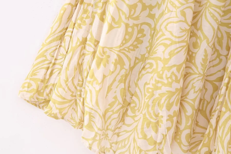 Fashion Yellow Pattern Woven Printed Skirt,Skirts