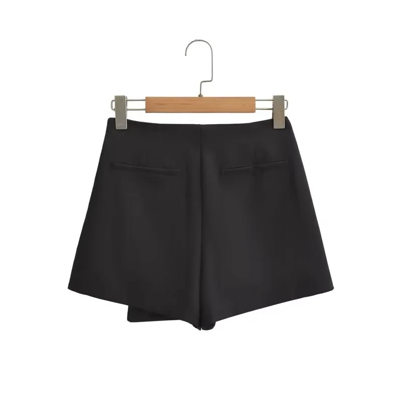Fashion Black Polyester Irregular Culottes,Shorts