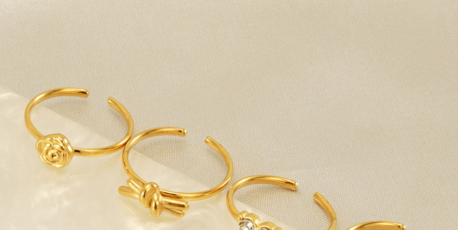 Fashion Flower Ring Titanium Diamond Geometric Open Ring,Rings