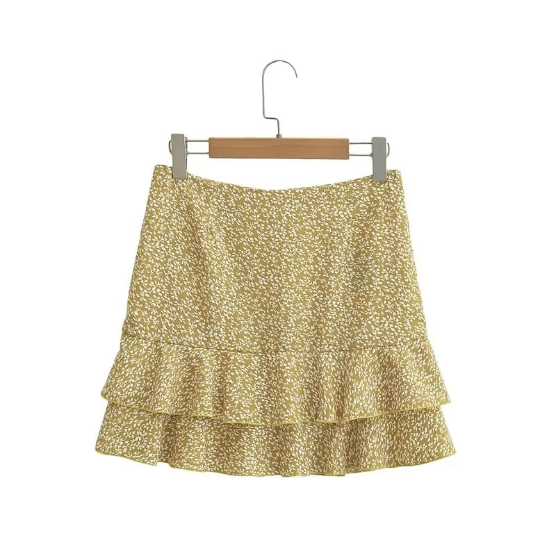 Fashion Yellow Polyester Printed Skirt,Skirts
