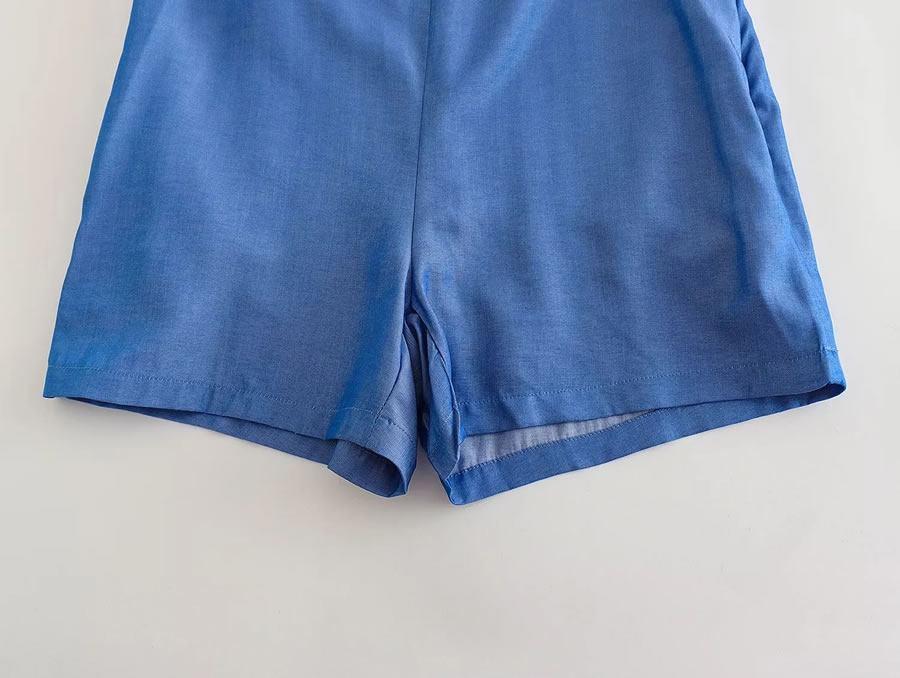 Fashion Navy Blue Polyester Bib Shorts,Shorts
