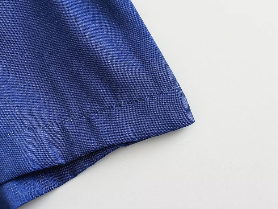 Fashion Navy Blue Denim Tencel Lace-up Shorts,Shorts