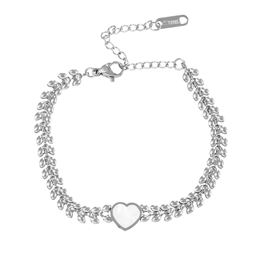 Fashion Silver Titanium Steel Shell Love Leaves Bracelet,Bracelets