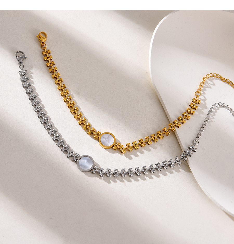 Fashion Silver Titanium Shell Round Bow Bracelet,Bracelets