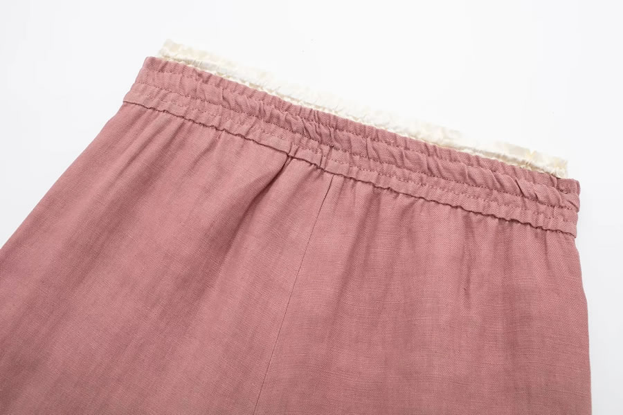 Fashion Pink Cotton Lace Shorts,Shorts