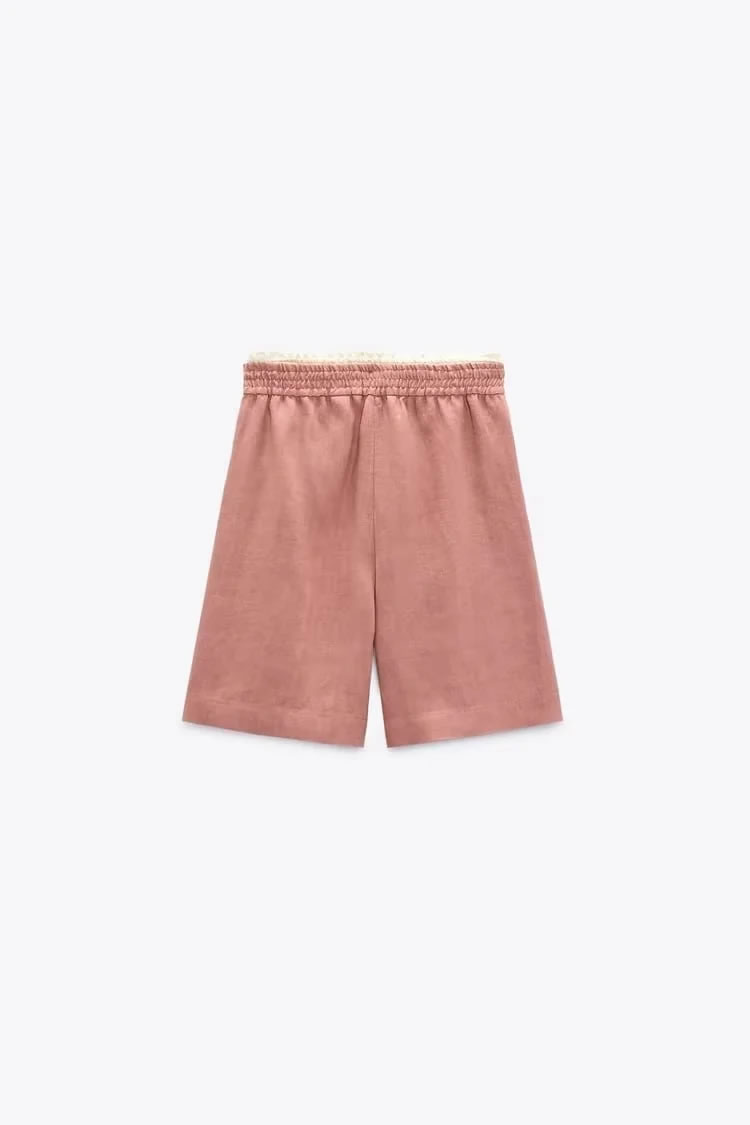Fashion Pink Cotton Lace Shorts,Shorts