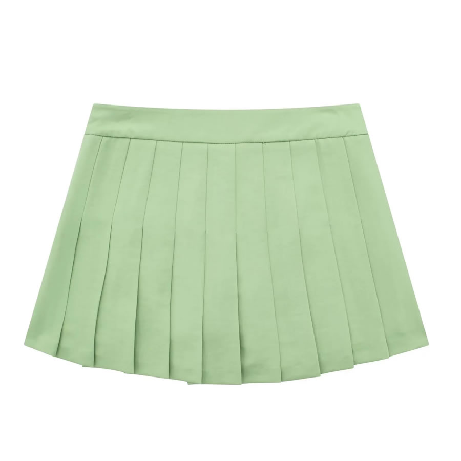 Fashion Green Blended Wide Pleated Hakama,Shorts