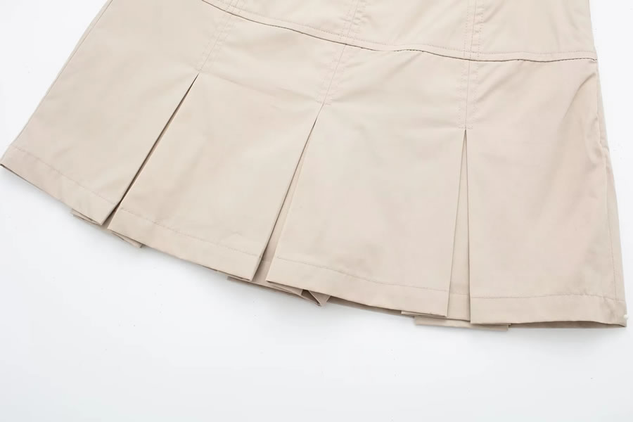 Fashion Apricot Blended Wide Pleated Hakama,Shorts
