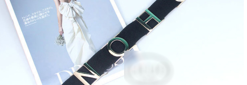Fashion Black Alphabet Elastic Elastic Waist Wide Belt,Wide belts