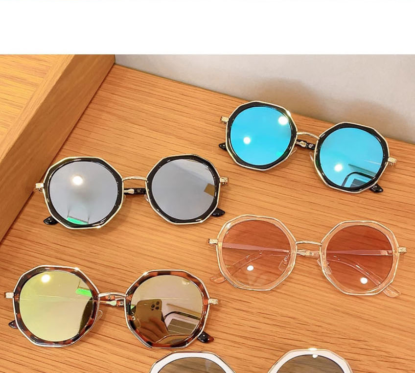 Fashion Fashion Blue + Gold Chain Pc Large Frame Chain Tassel Sunglasses,Women Sunglasses