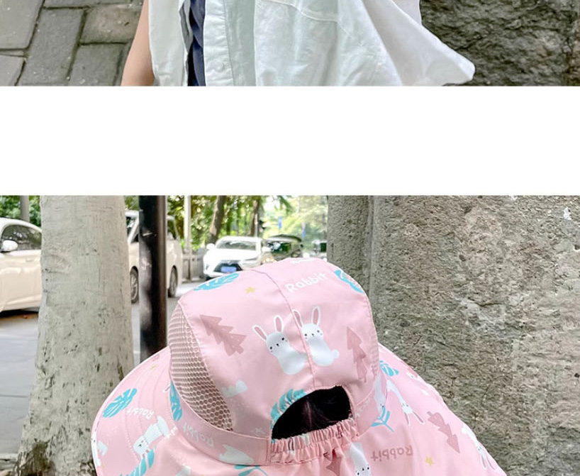 Fashion Empty Big Hat Brim - Gradient Pink Happy Zoo [send Windproof Rope] Fabric Printed Empty Top Kids Sunscreen Hat,Sun Hats