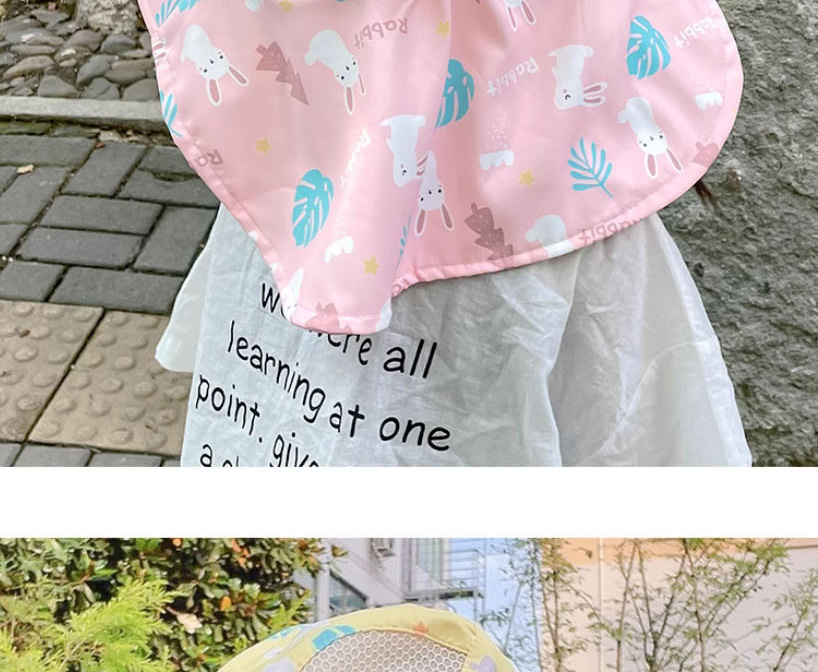 Fashion Empty Big Hat Brim - Gradient Pink Happy Zoo [send Windproof Rope] Fabric Printed Empty Top Kids Sunscreen Hat,Sun Hats