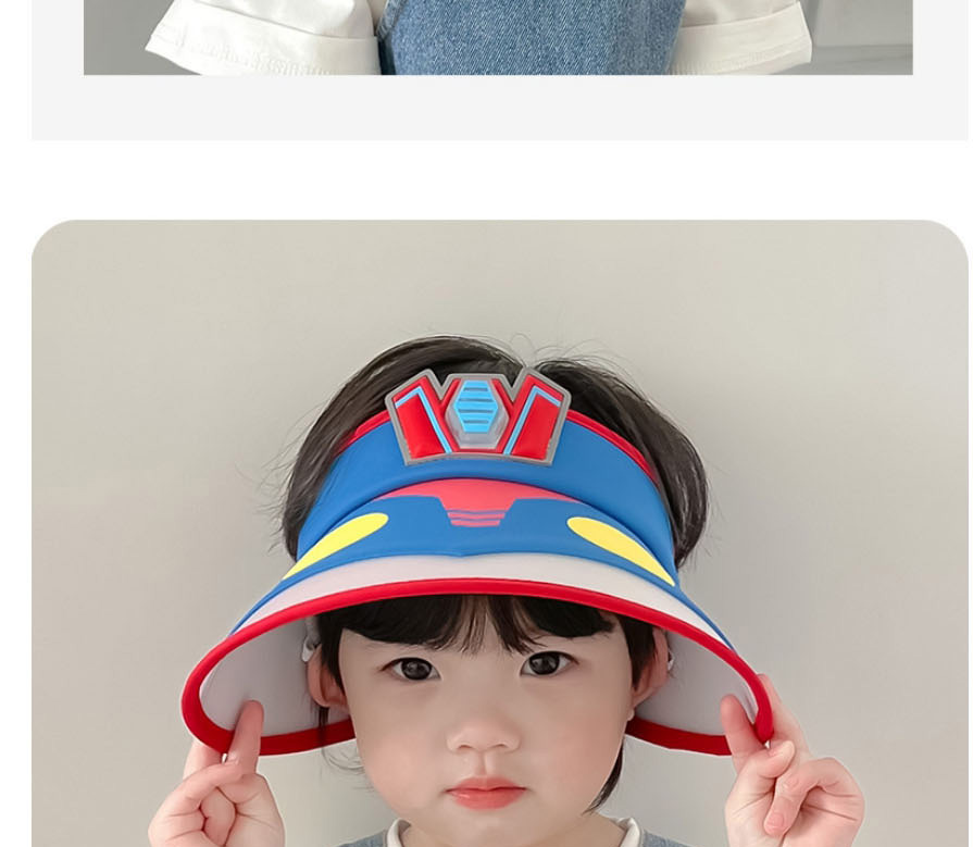 Fashion Large Brim - Little Monster Plastic Printed Empty Top Kids Sunscreen Hat,Sun Hats