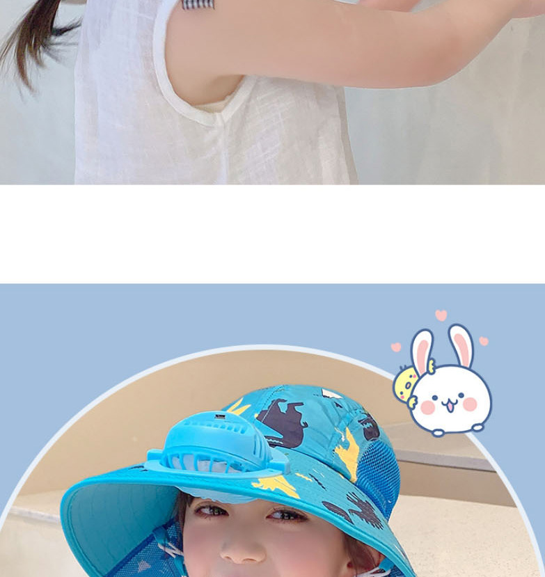 Fashion Empty Big Hat Brim - Glitter Cartoon Rabbit【send Windproof Rope】 Pc Printing Woven Large Brim Empty Top Children