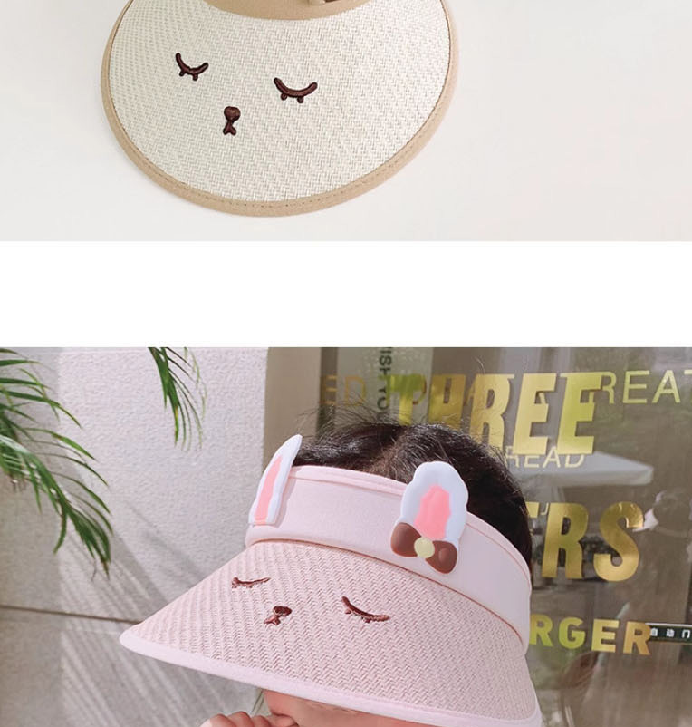 Fashion Cute Expression Straw Hat - Pink [breathable Empty Hat] Straw Cartoon Children