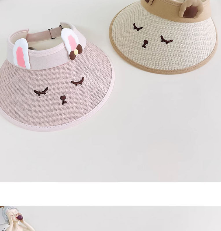 Fashion Cute Expression Straw Hat - Beige [breathable Empty Hat] Straw Cartoon Children