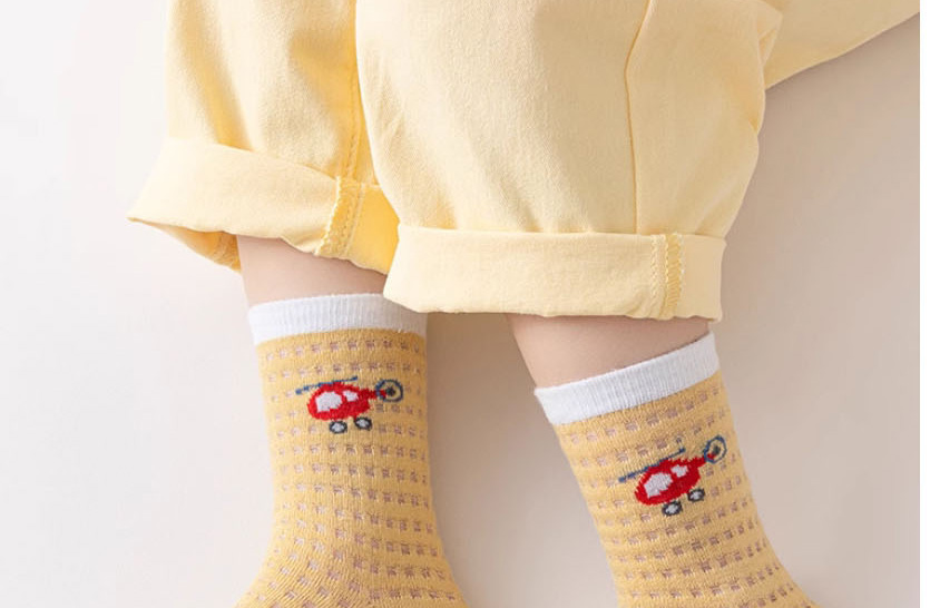 Fashion Q Version Dinosaur [spring And Summer Mesh 5 Pairs] Cotton Printed Children
